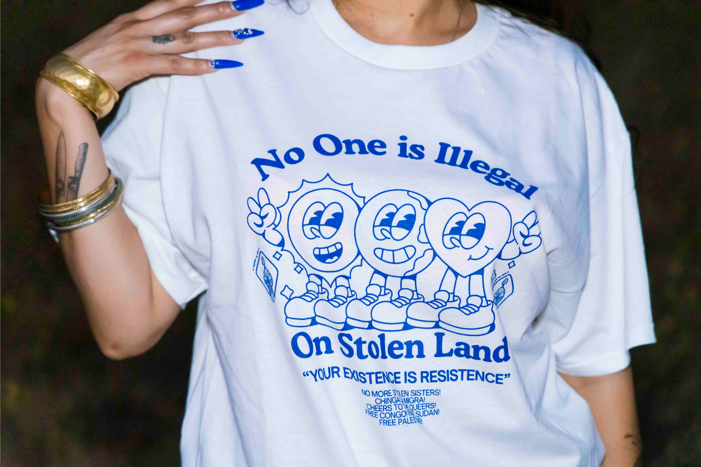 "No one is Illegal on Stolen Land" T-Shirt