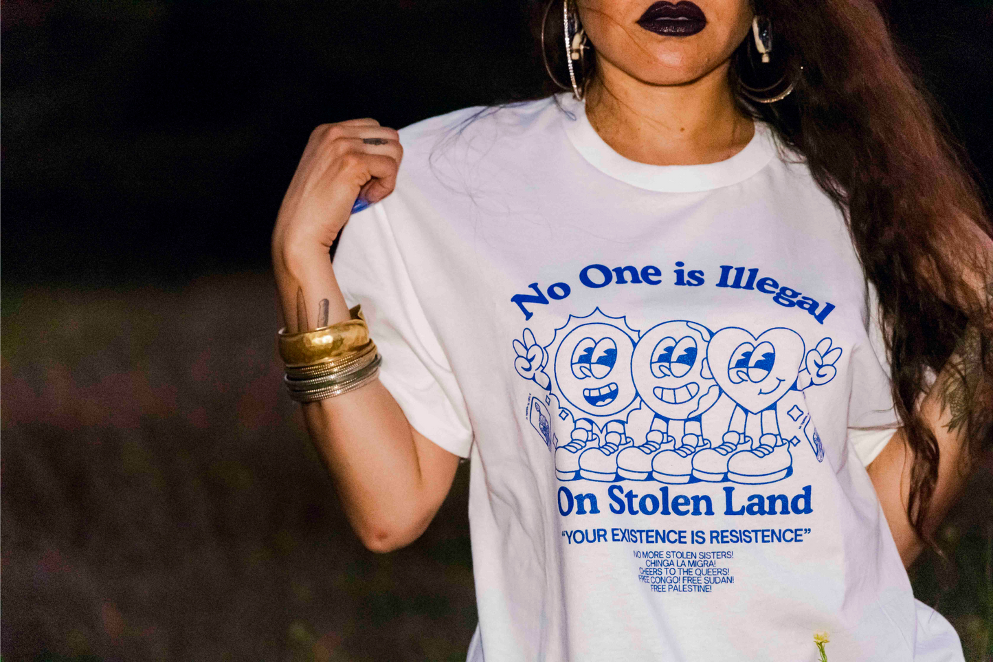 "No one is Illegal on Stolen Land" T-Shirt